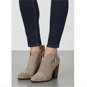 RAG & BONE Size 7.5 MARGOT Fringe Beige Suede Double Zipper Ankle Boots 37.5